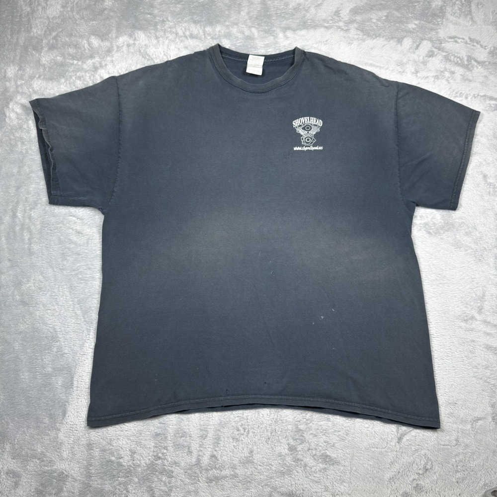 Shovelhead Shirt Mens 2XL Black Biker Motorcycle Engine Distressed Faded Stained